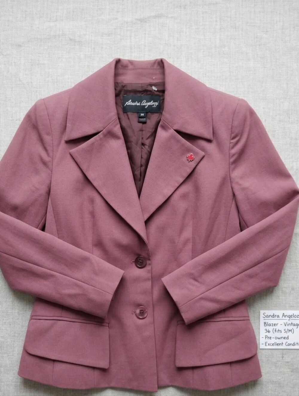 Sandra Angelozzi Mauve Blazer Cropped Jacket Womens Formal Formal Wear